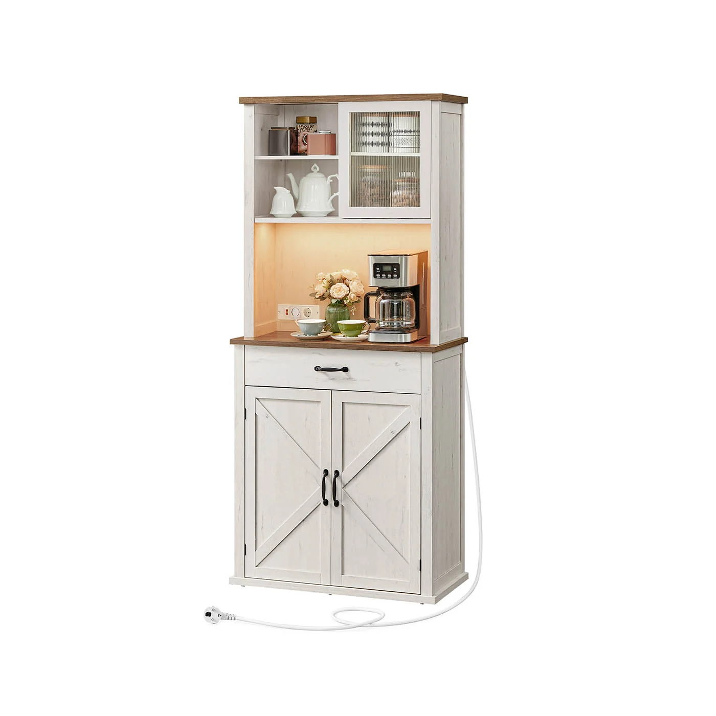 Meuble de rangement cuisine avec lumières et chargeur