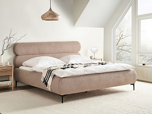 Lit avec sommier Bouclé LESSAY 180 x 200 cm Taupe