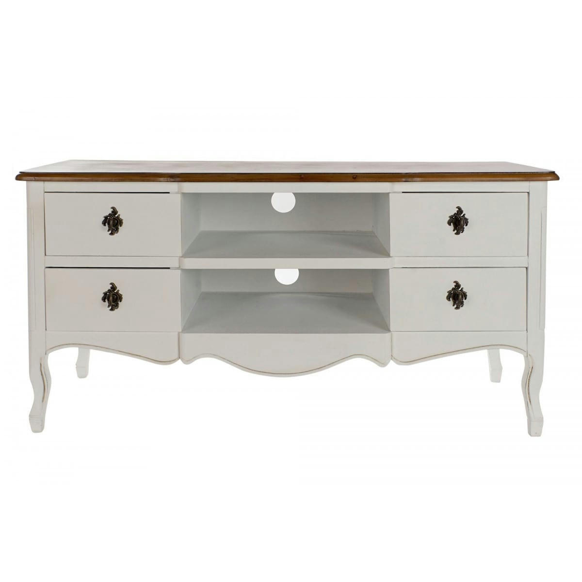 - Meuble de télévision bois et blanc classique 120x48x60cm