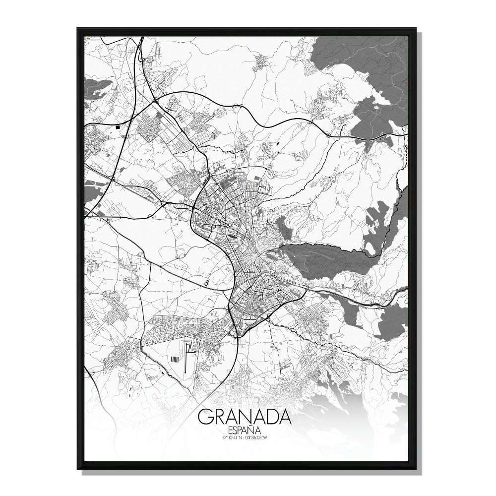 - Affiche Grenade Carte N&B 40x50