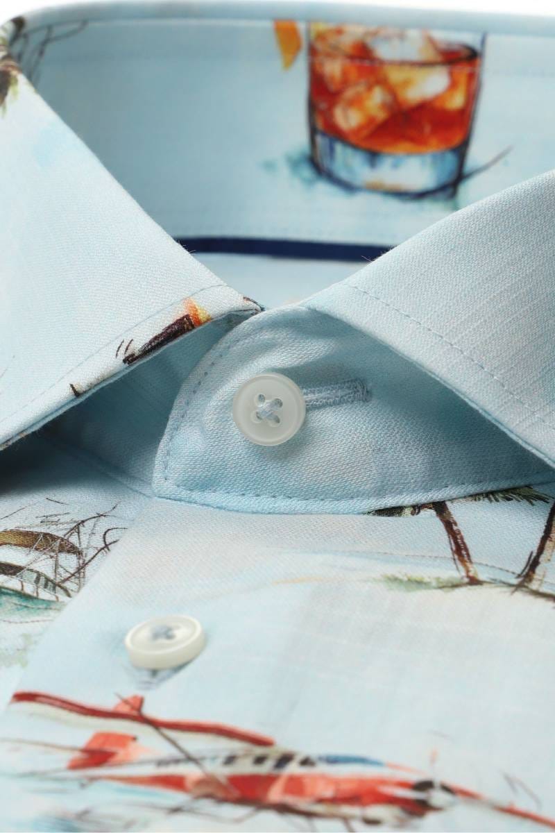 ETERNA Modern Fit Tencel Hemd hellblau, Bedruckt