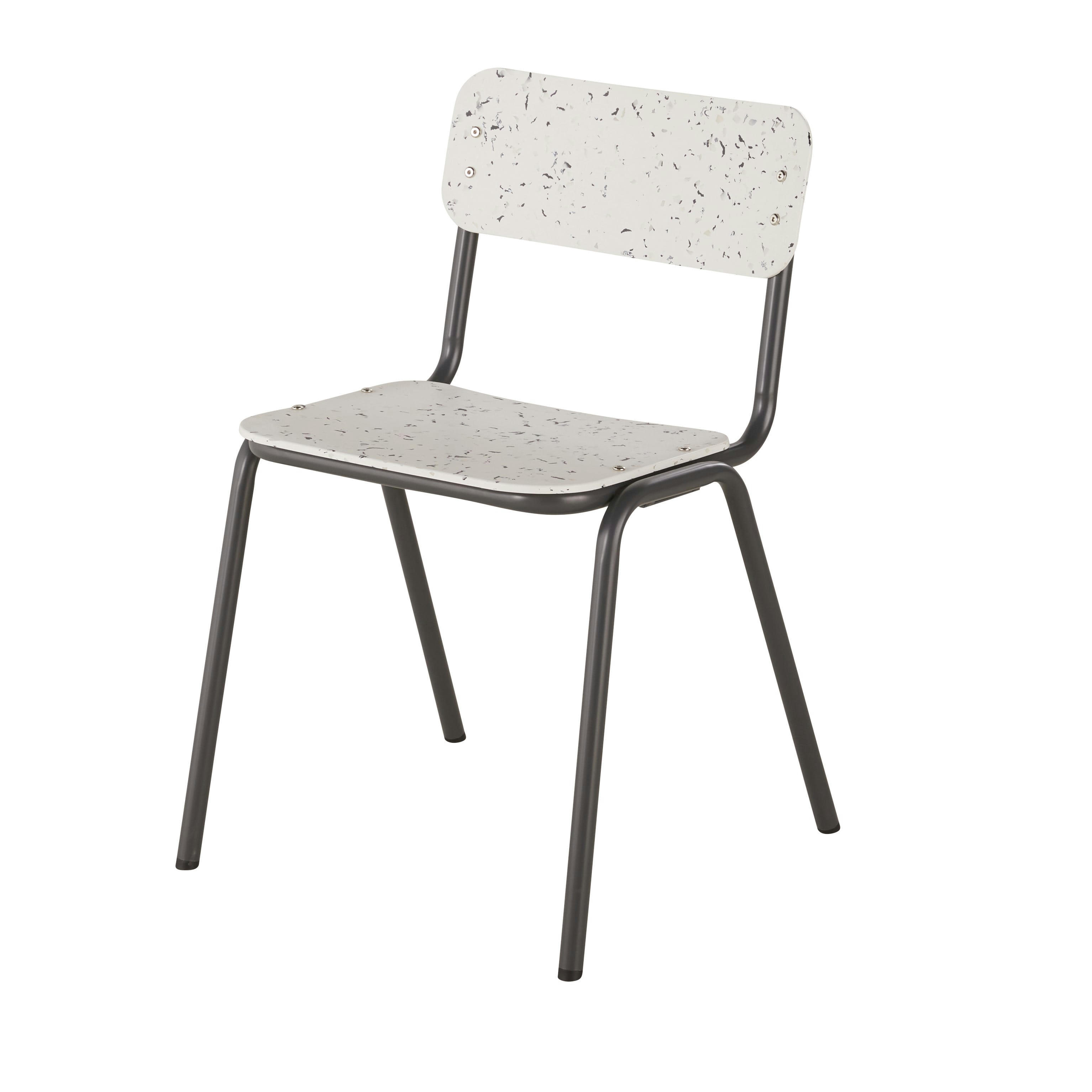 Toba Business - Chaises professionnelles en métal gris et plastique recyclé Le Pavé® effet terrazzo multicolore (x2)