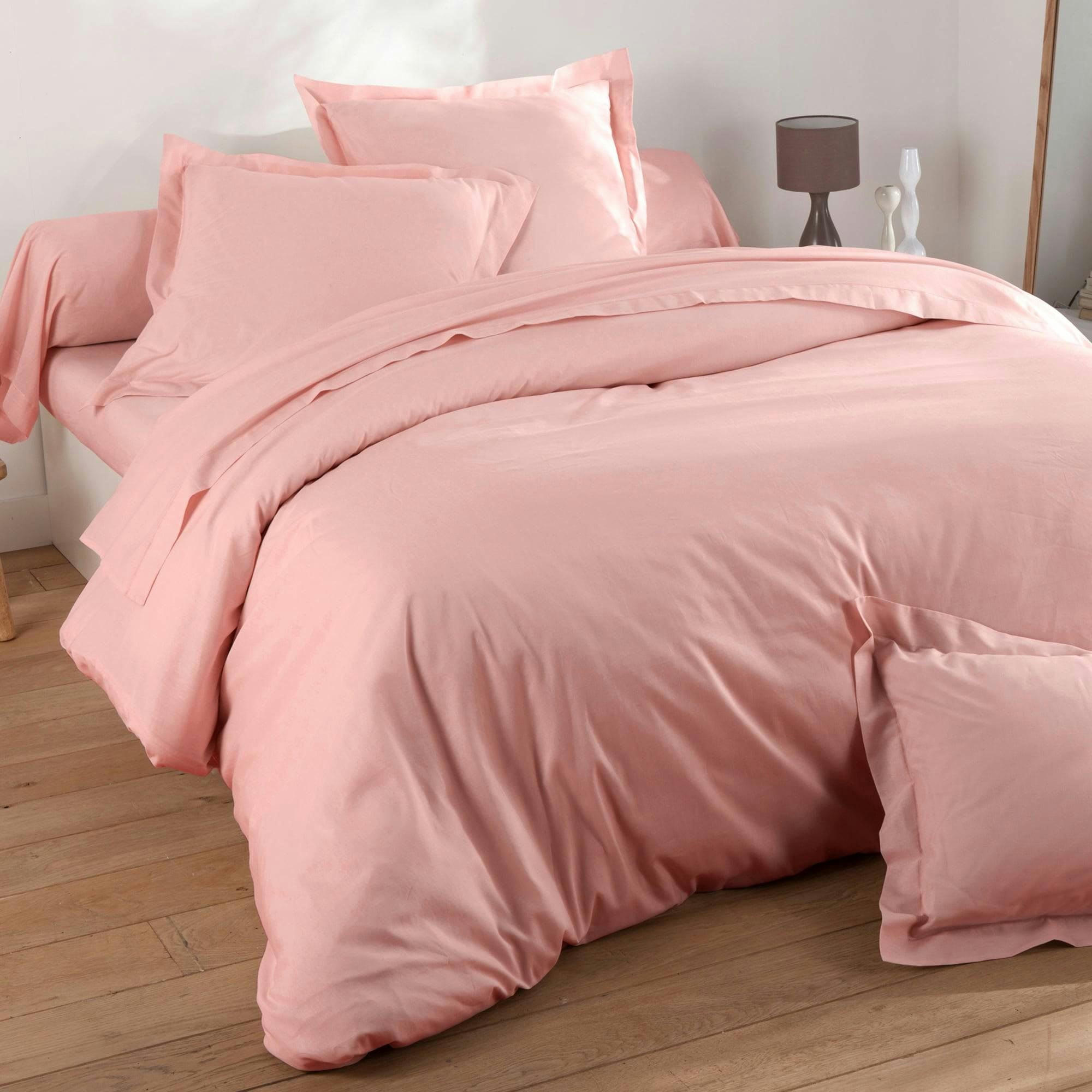 COTON UNI LAURÉAT - Housse de couette 260x240 rose thé en coton