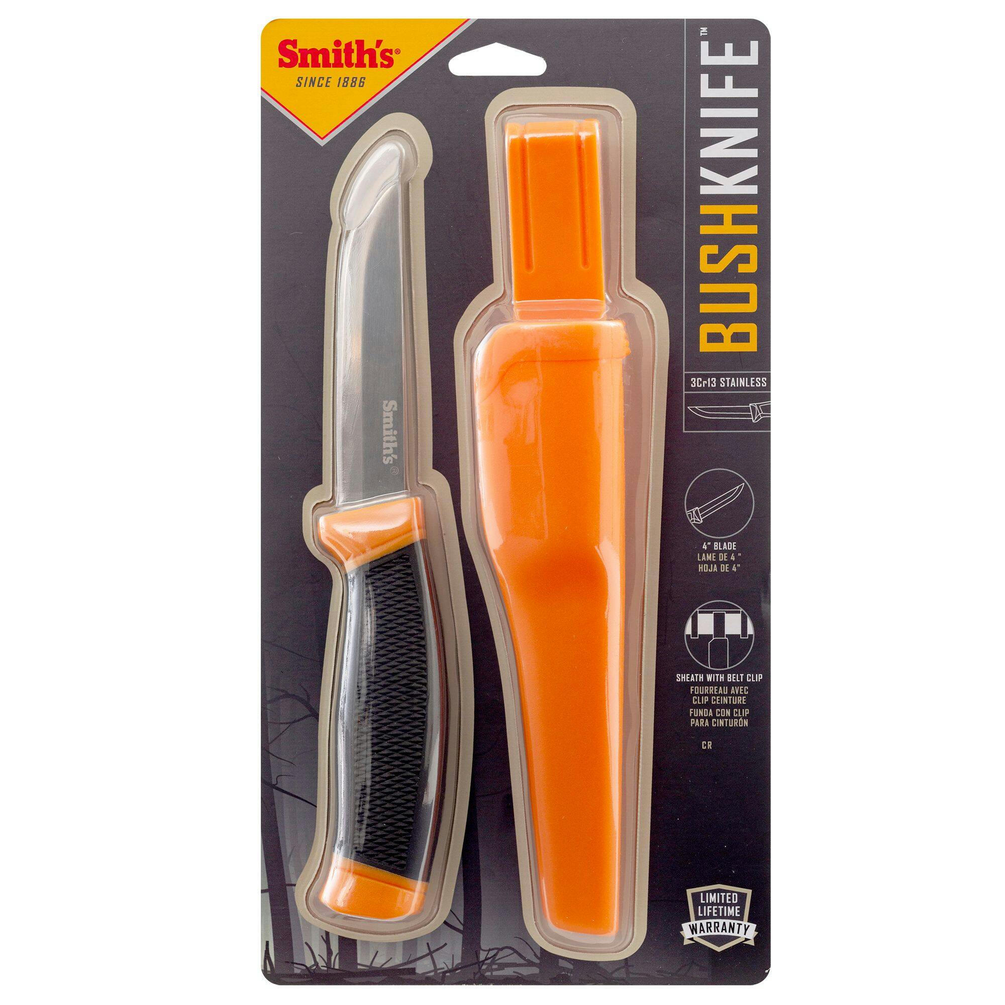 Smith's EdgeSport Fixed Blade Bush Knife with Sheath, 4.5-in