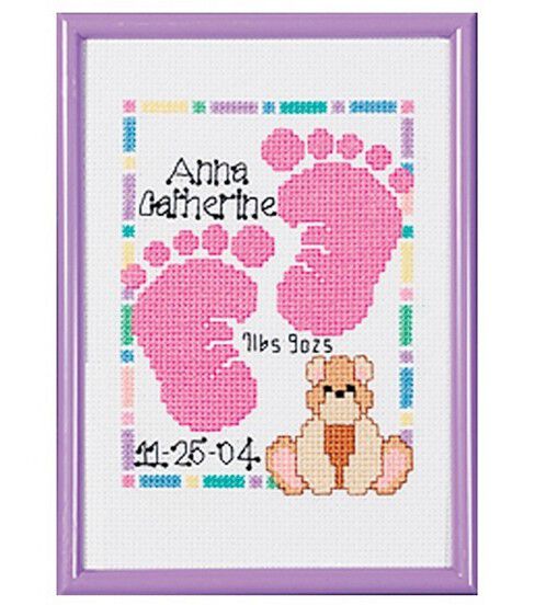 Janlynn 5 x 7 Baby Footprints Counted Cross Stitch Kit