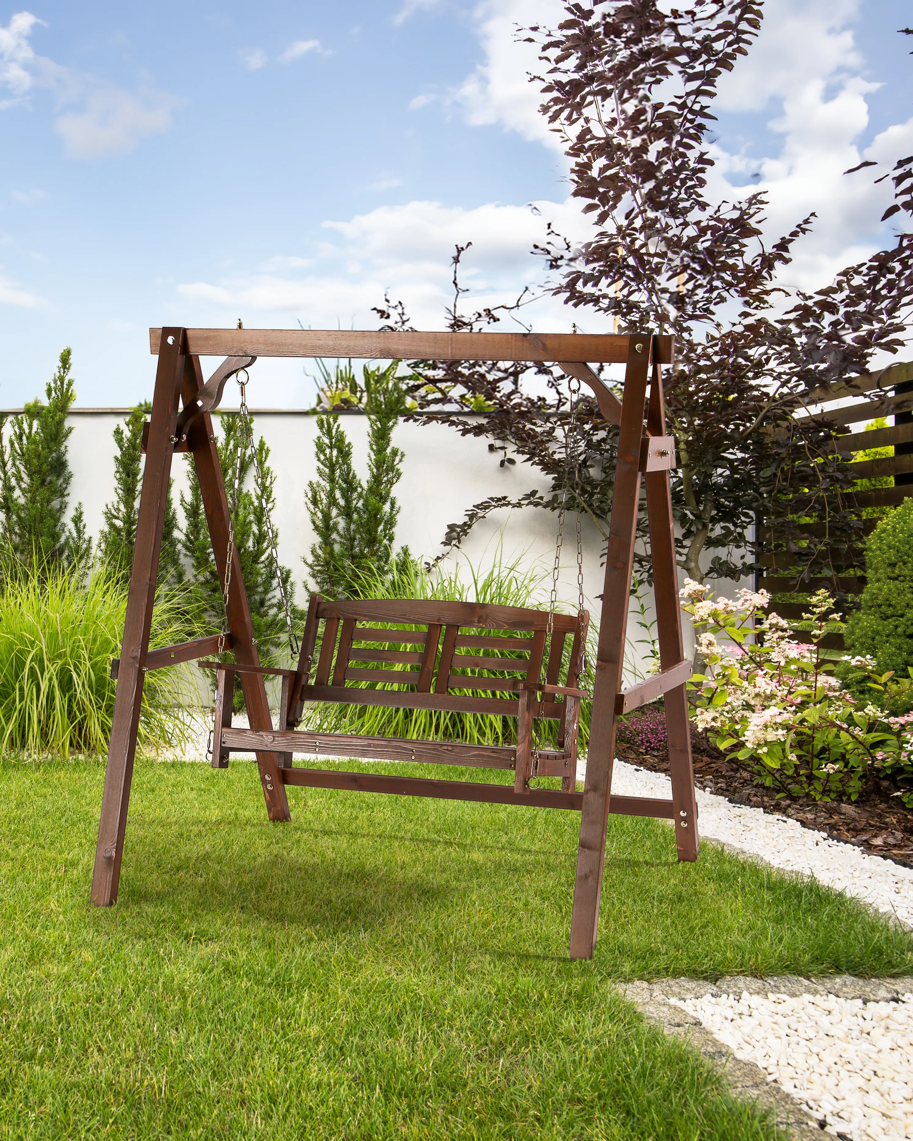 Patio Swing NERITO Spruce Wood Dark Brown
