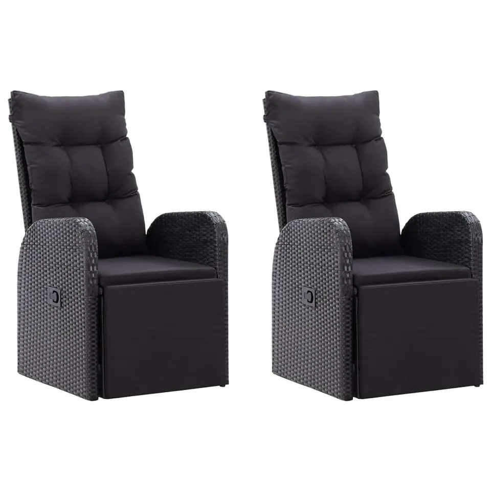 vidaXL - Zwart Tuinset - 4 verstelbaar stoelen en 85x85 cm tafel - Poly rattan