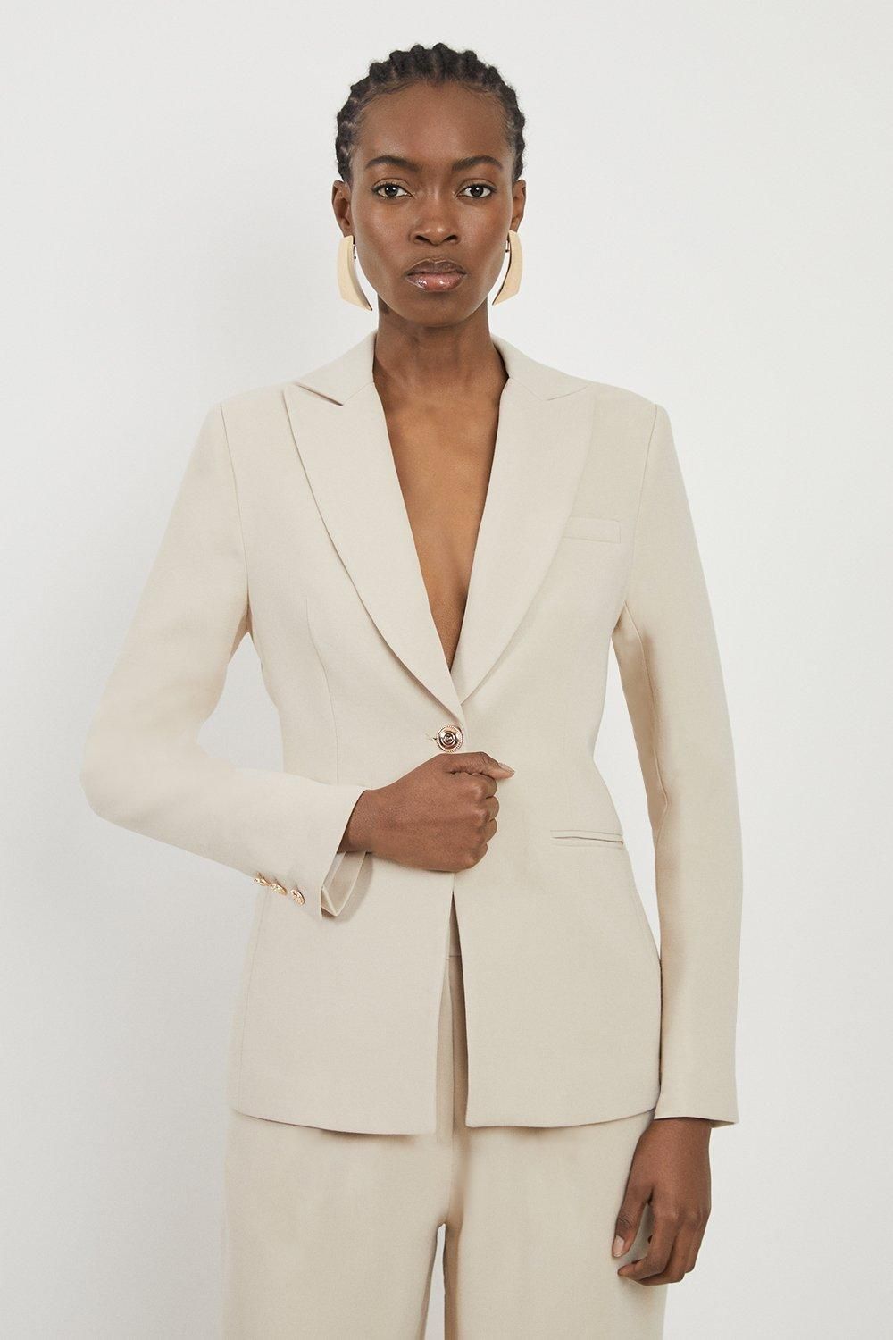 KarenMillen Compact Stretch Essential Single Breasted Tailored Blazer