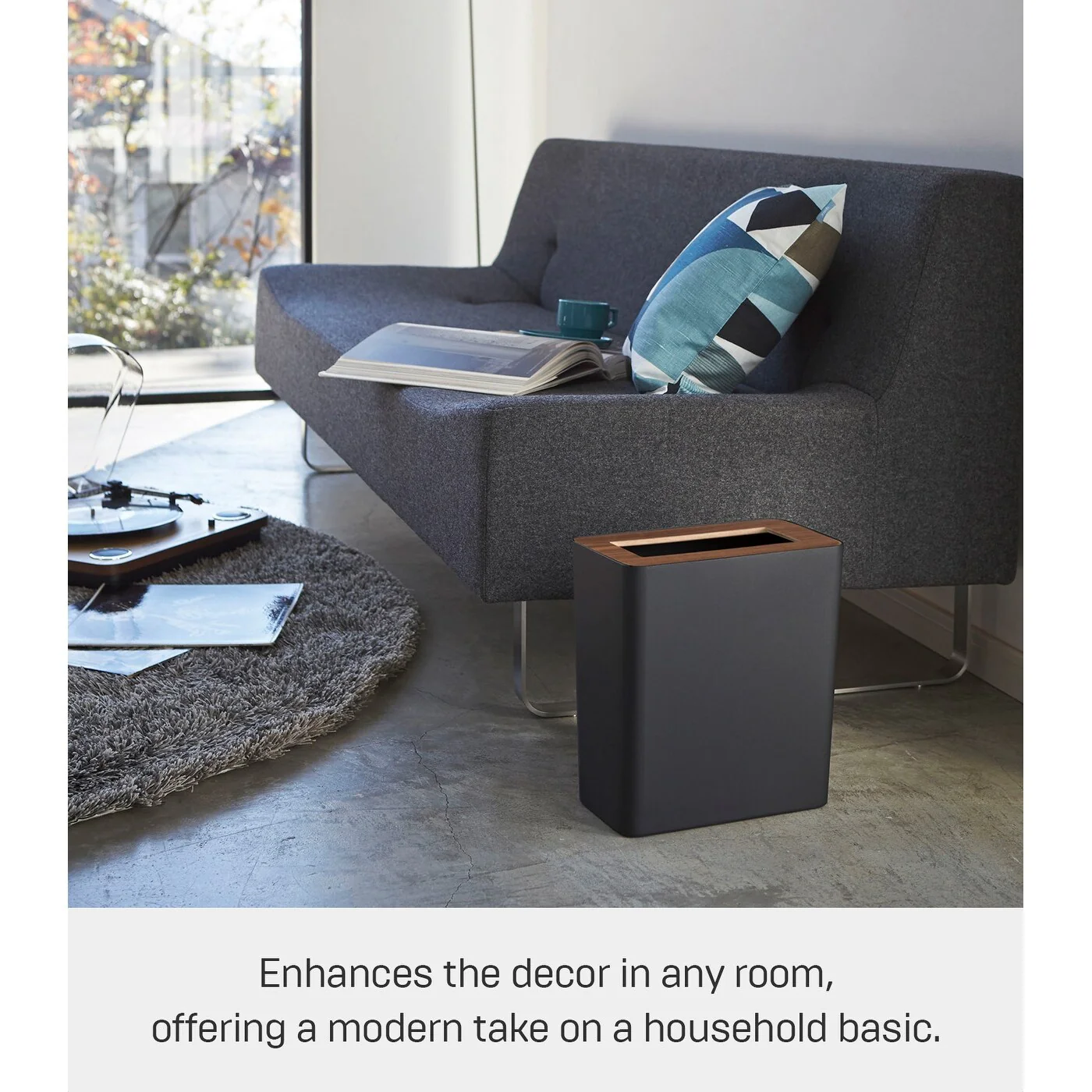 Yamazaki Home Trash Can - Two Styles, Steel & Wood