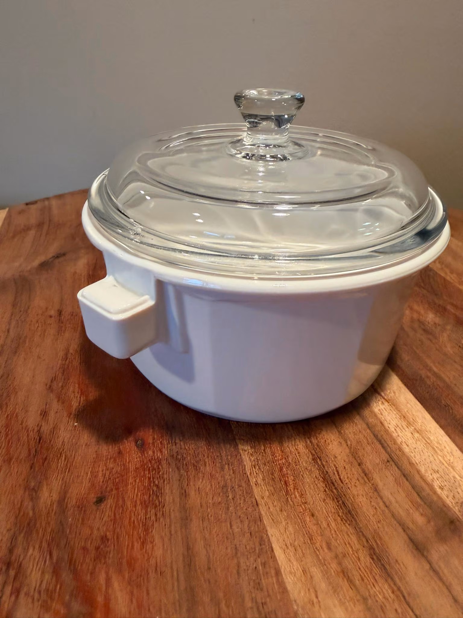 Princess House Nouveau 1 Quart Casserole Dish Saucepan with Glass Lid White Ceramic France