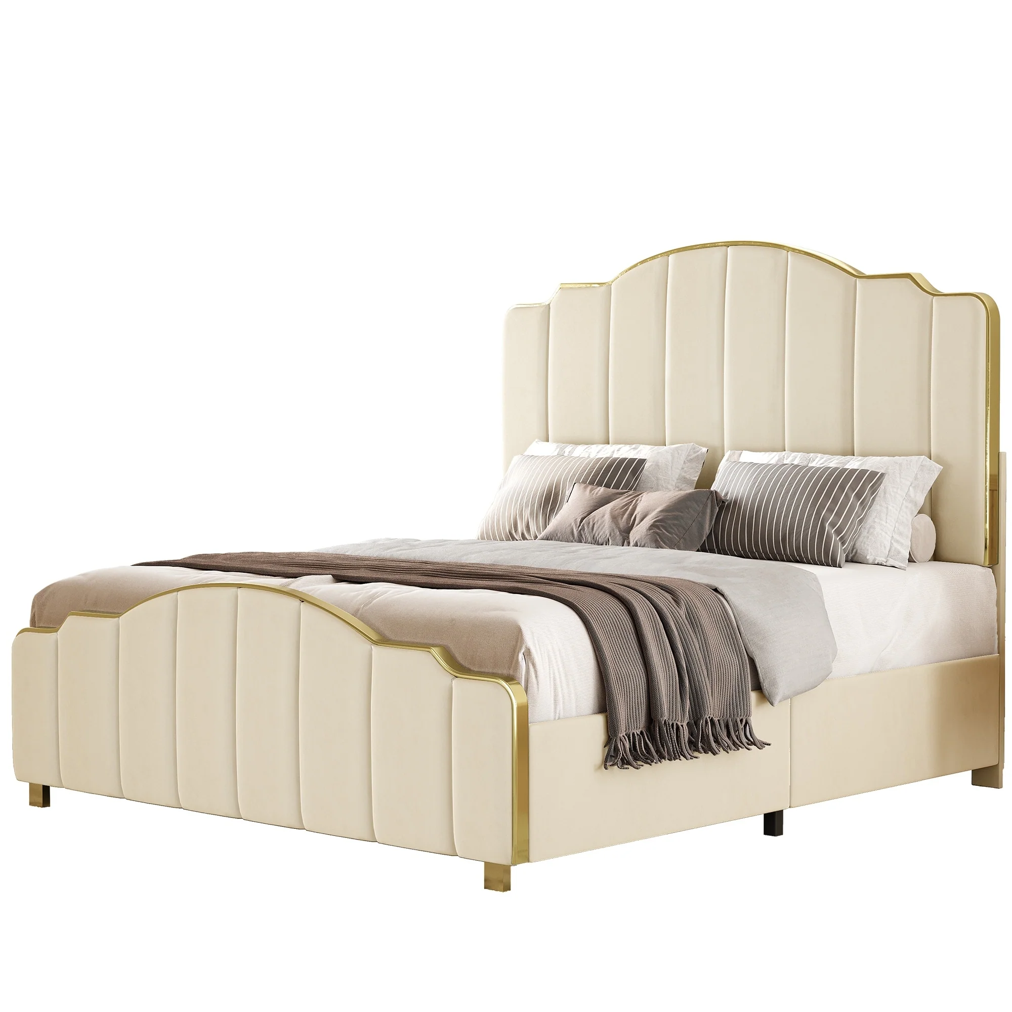 Moasis Queen Bed Frame with Tall Headboard
