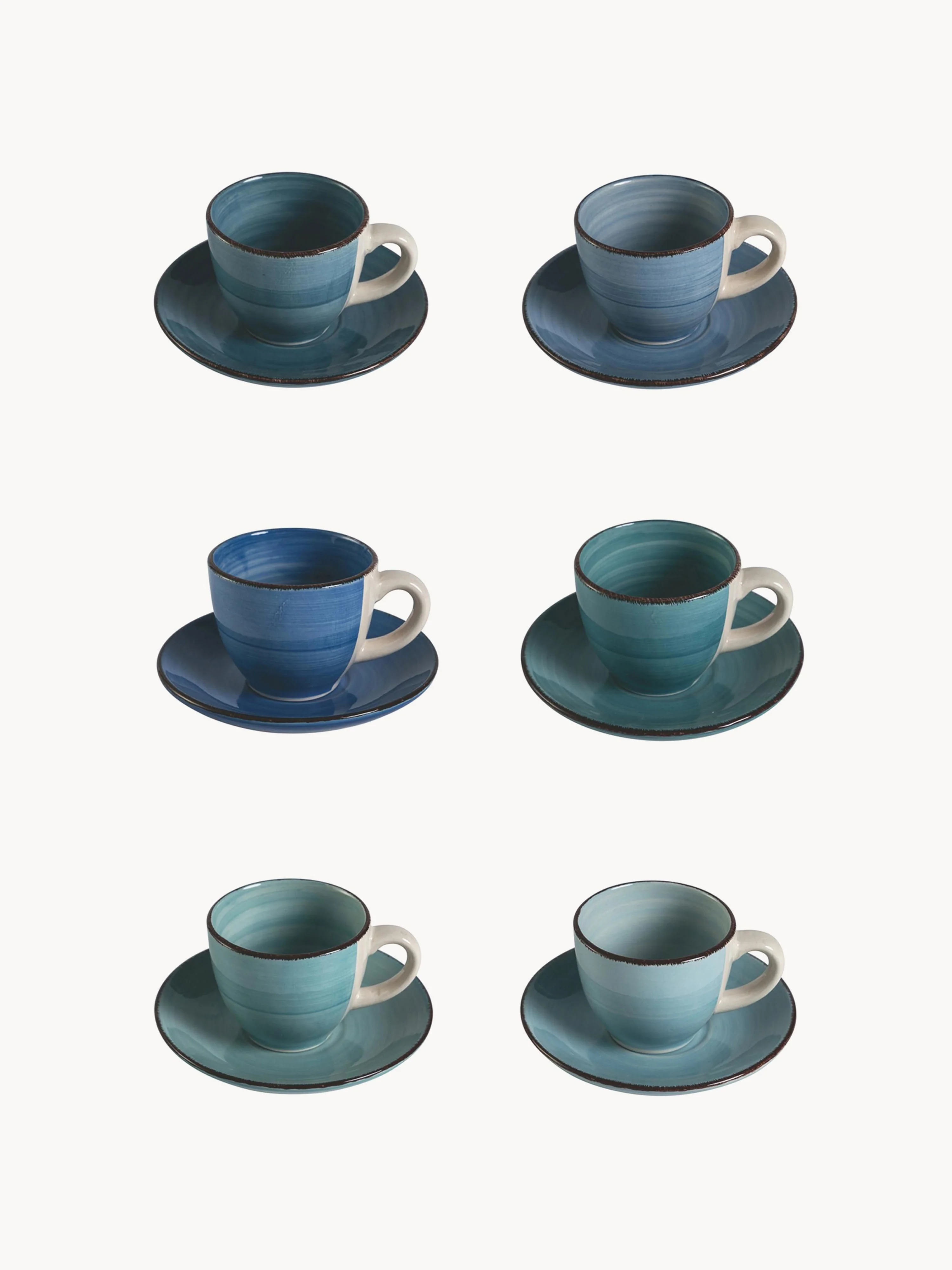 Espressotassen Baita Acqua mit Untertassen, 6er-Set