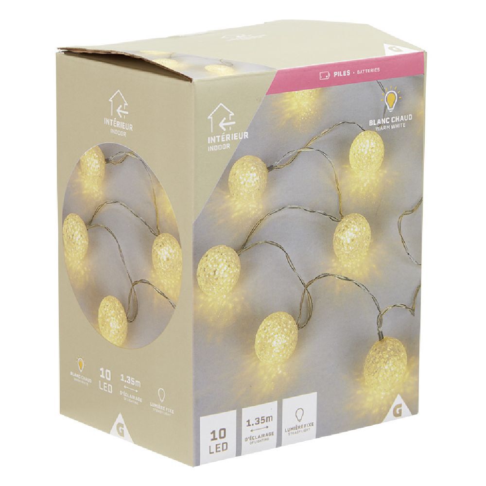 Guirlande de No&euml;l lumineuse boule dorée 165 cm