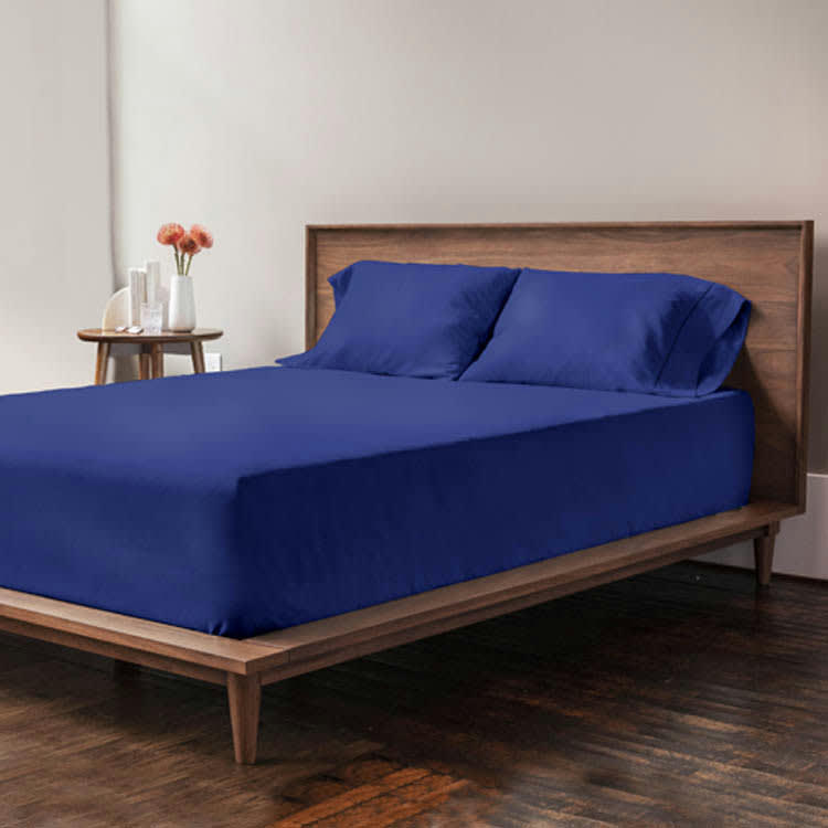 - Drap housse grand bonnet microfibre Bleu 140x190/200cm