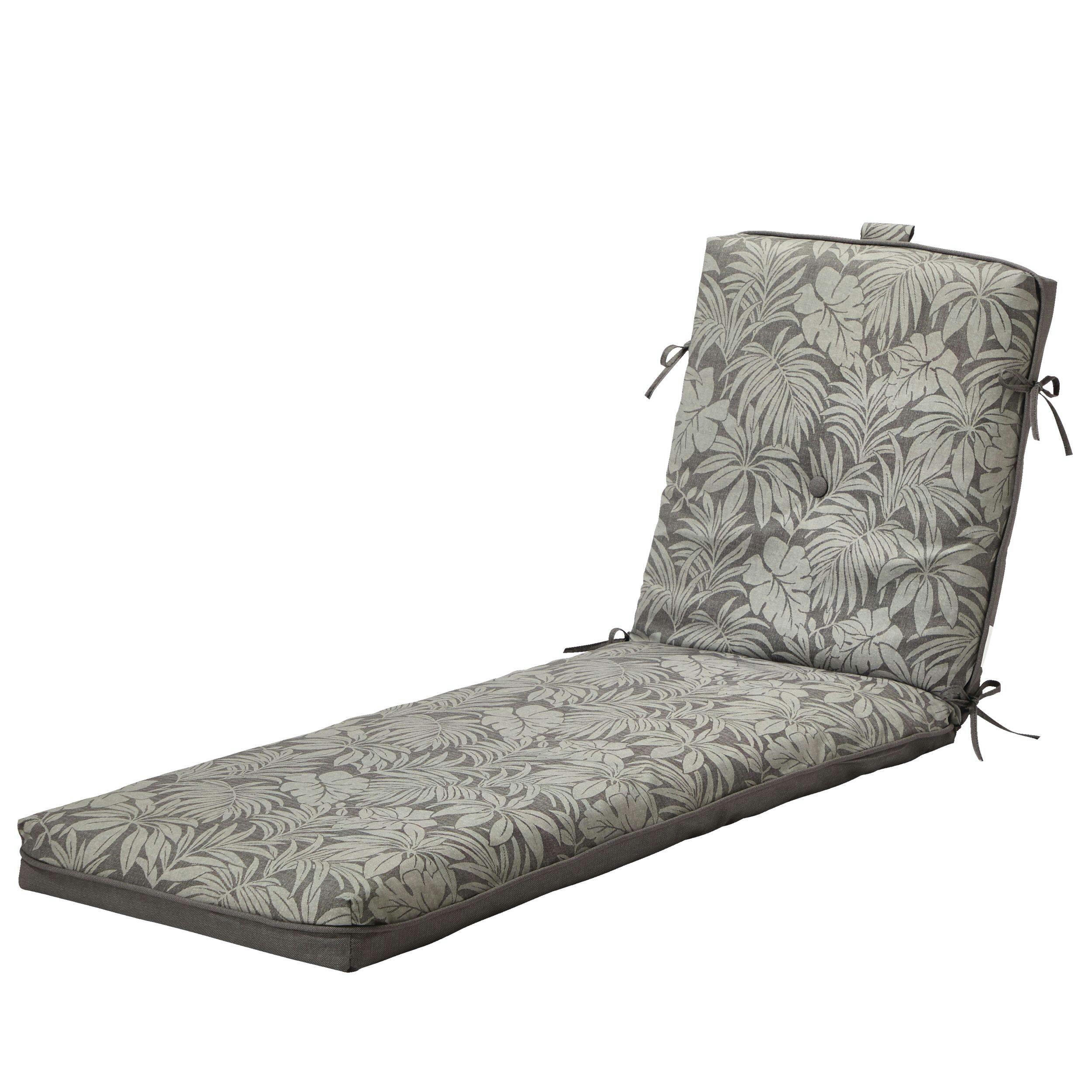 CANVAS Mirabel Patio UV, Water & Stain Resistant Lounge Chair Cushion, Black & Grey