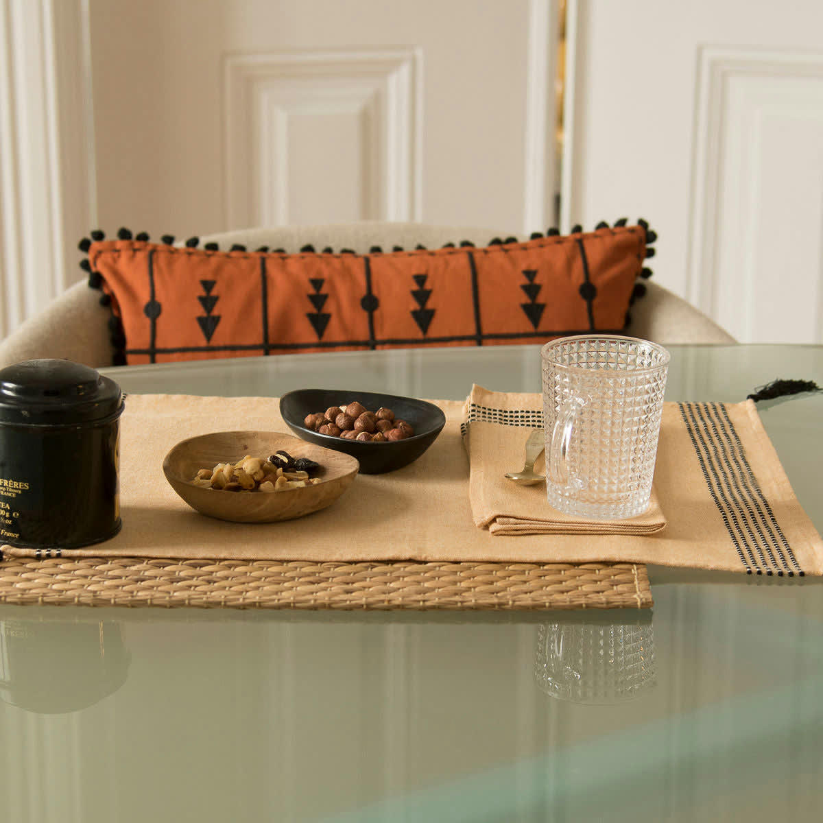 HANA - Sets de table (x4) coton  35x50 jaune pâle