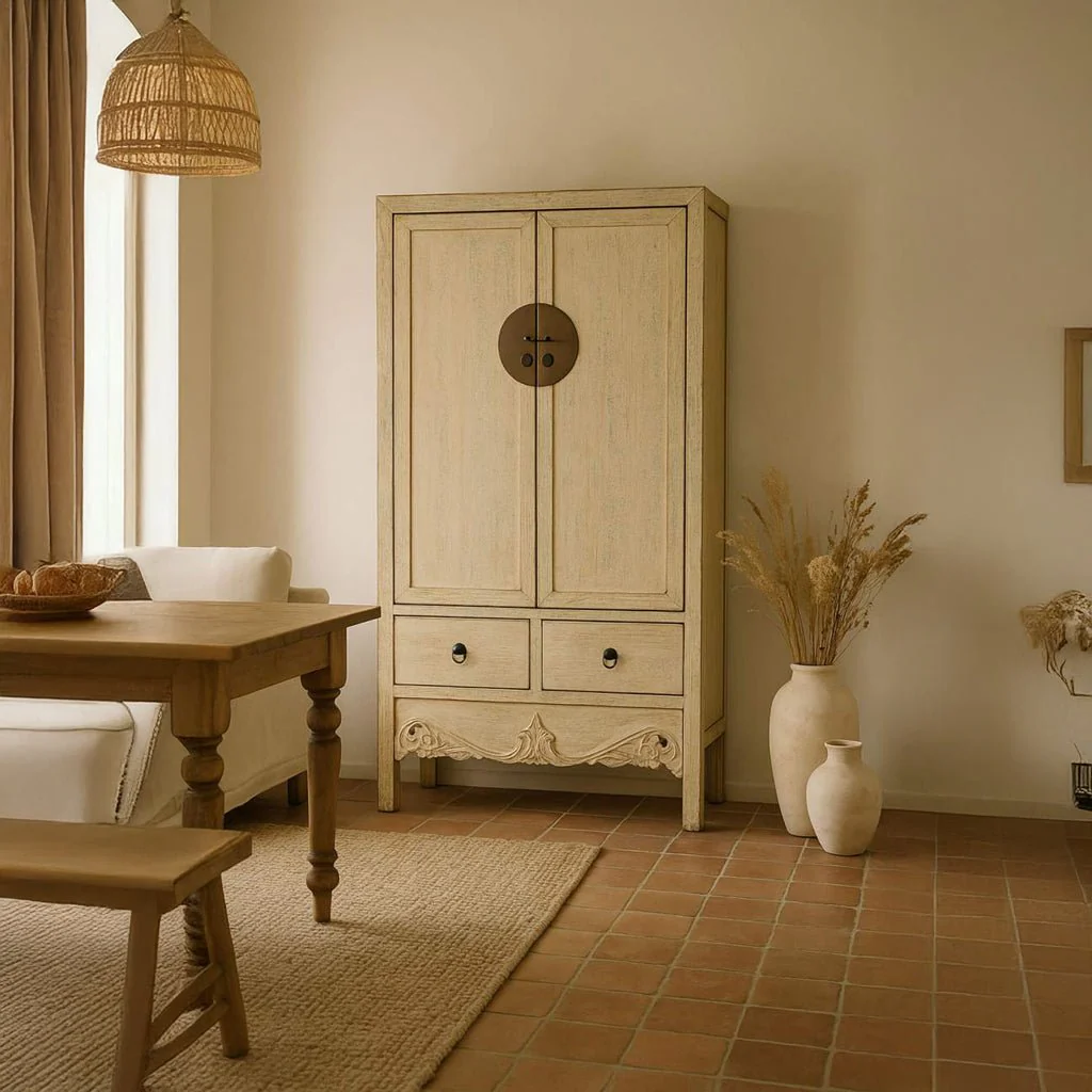 Armário Madeira Claro com Fechadura Circular Oriental 180 cm OSAKA