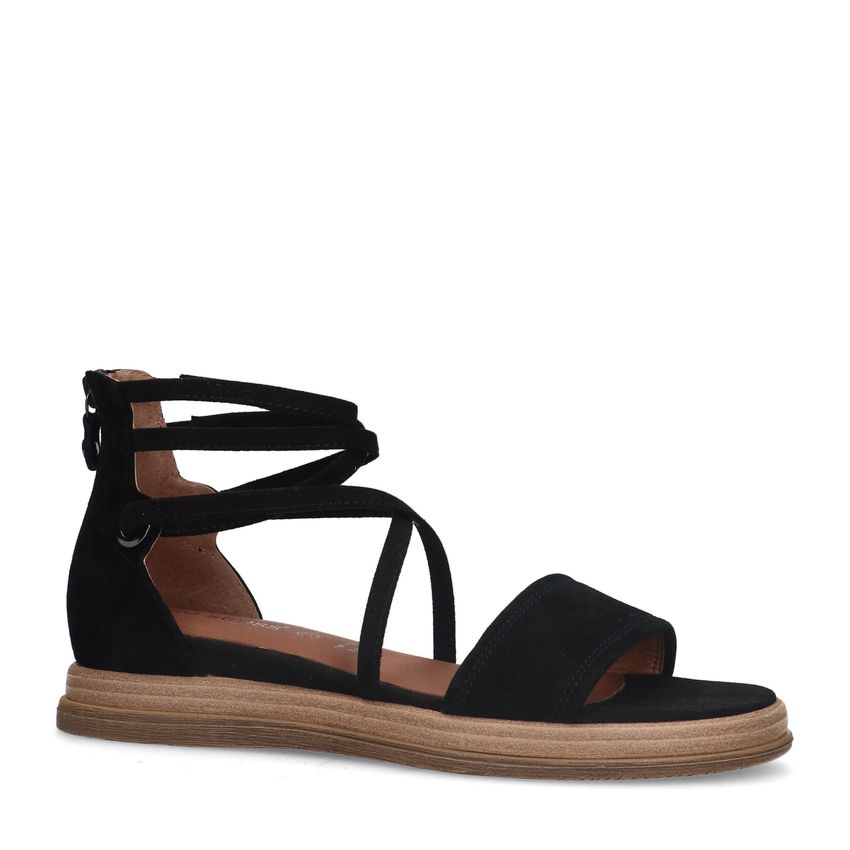 No Stress Zwarte suède sandalen met bandjes
