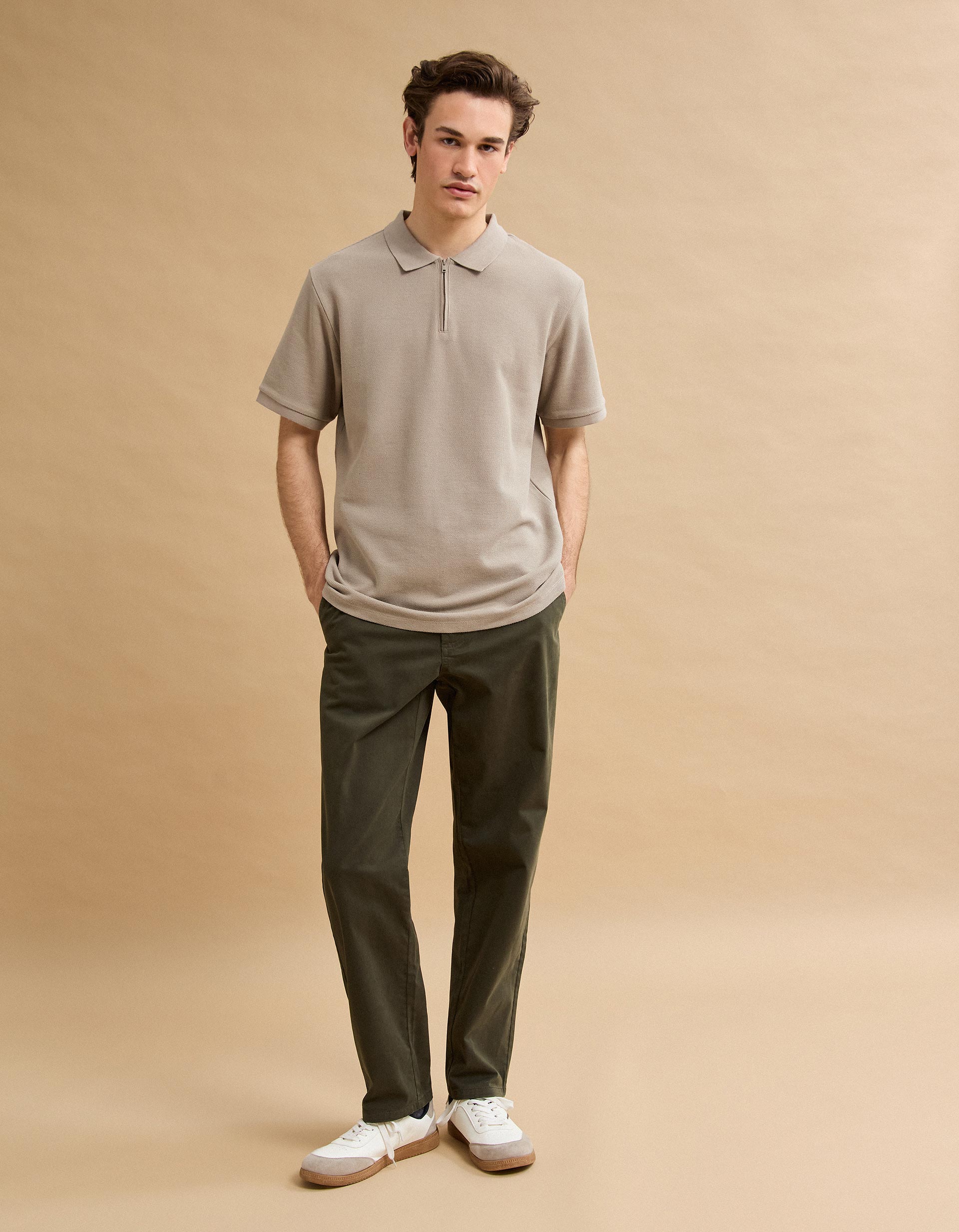 Calças Chino 'Straight Fit', Homem, Verde Escuro
