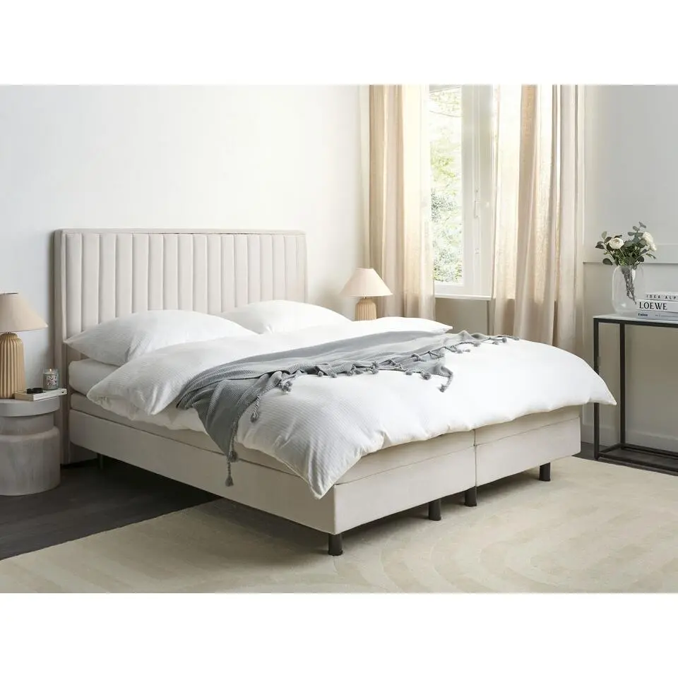 DUKE II - Tweepersoonsbed - Beige - 160 x 200 cm - Polyester
