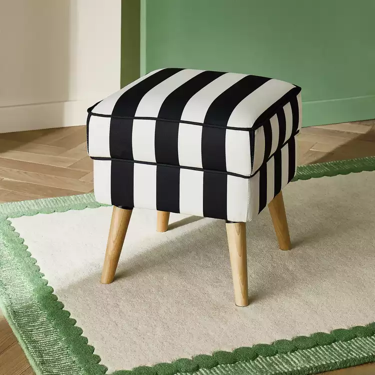 Habitat Callie Fabric Footstool - Black & White