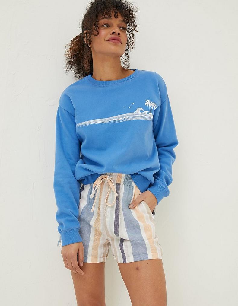 Tenby Multi Stripe Linen Blend Short