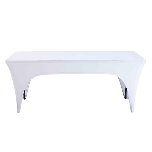 Nappe housse avec ouverture pour table pliante 180cm blancheOviala