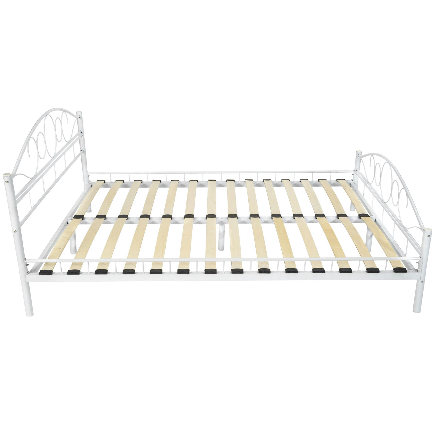 - Lit design moderne avec sommier avec Cadre en Acier solide blanc/blanc