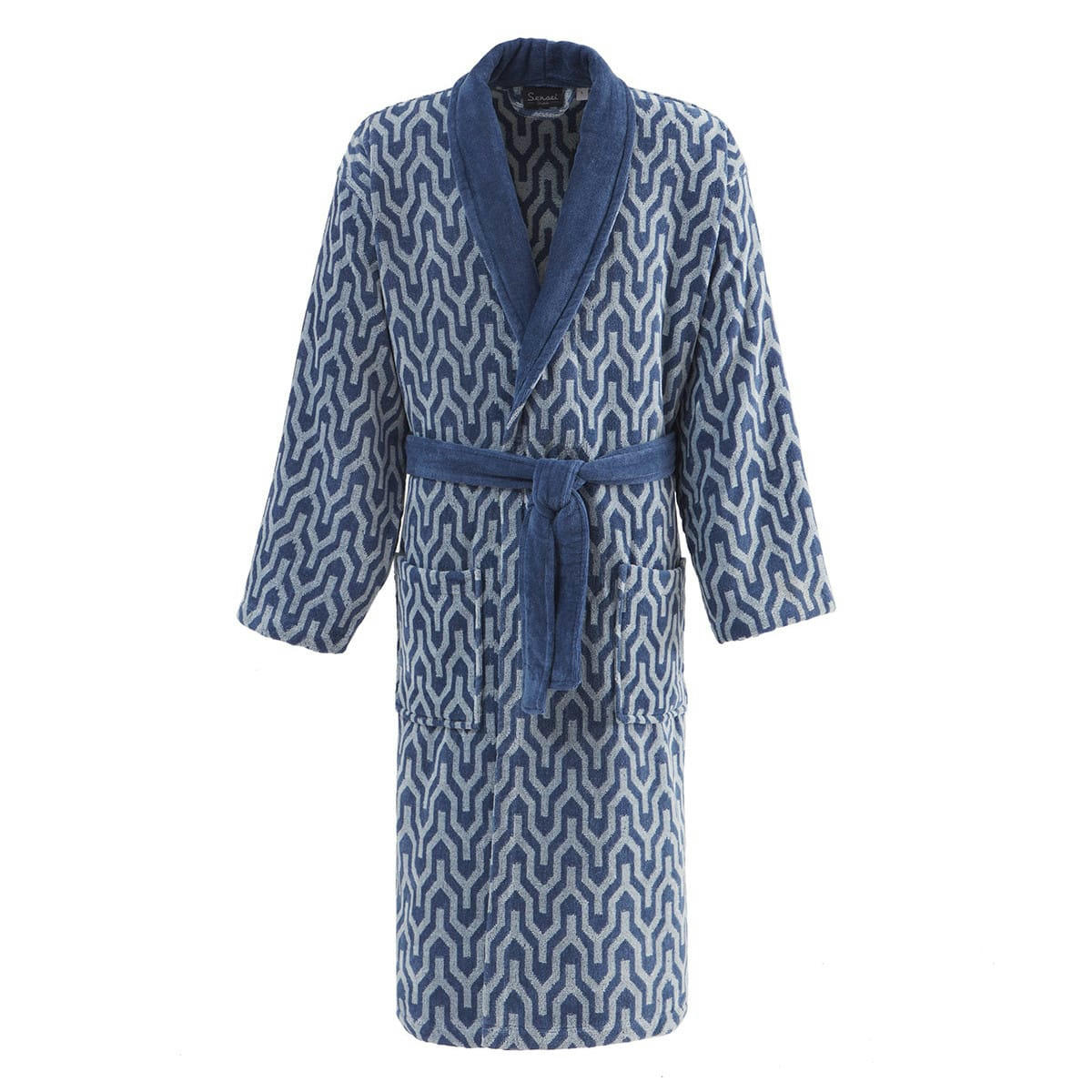 LOKKEN - Peignoir col châle velours  indigo XXL