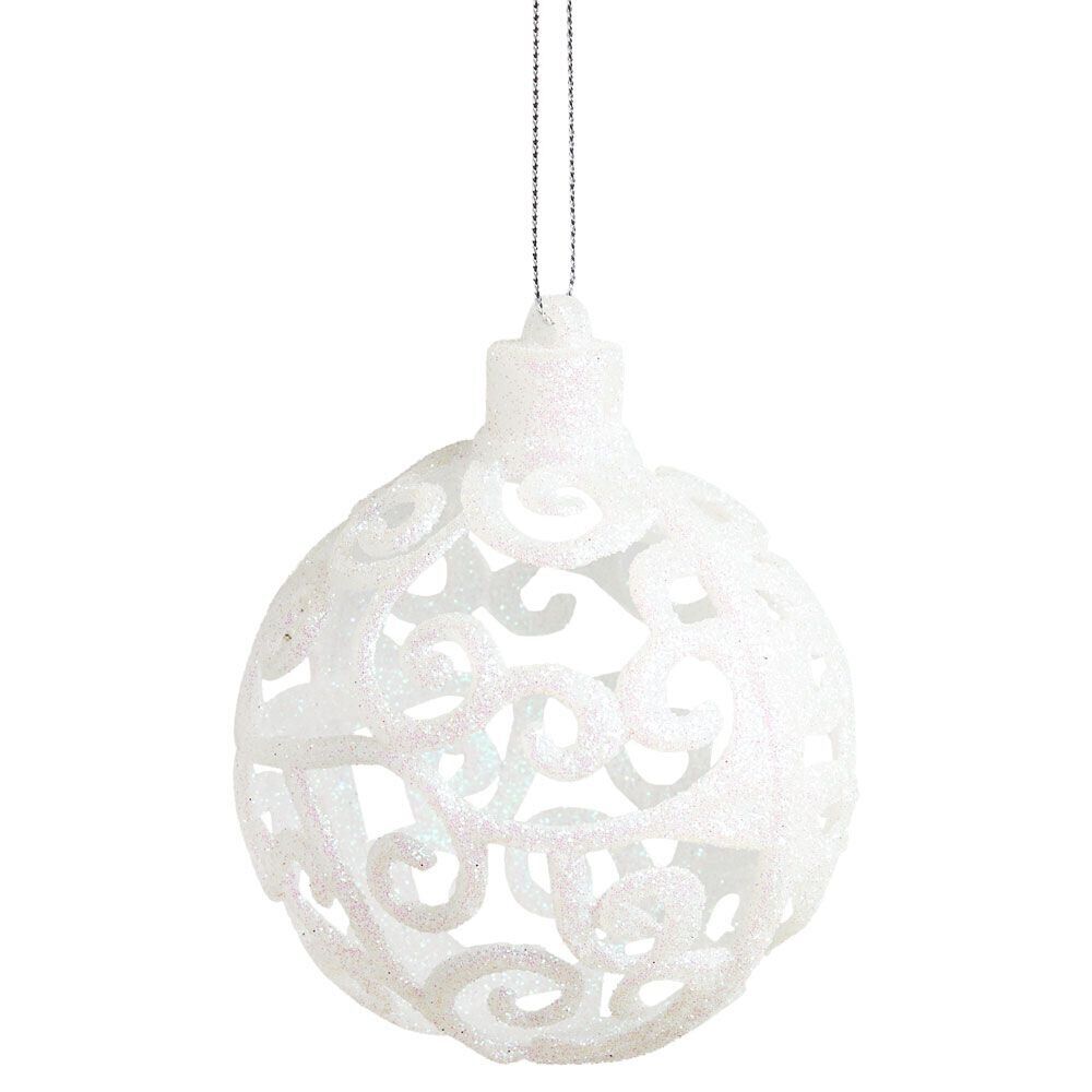 Boule de No&euml;l baroque blanc Ø8cm x3