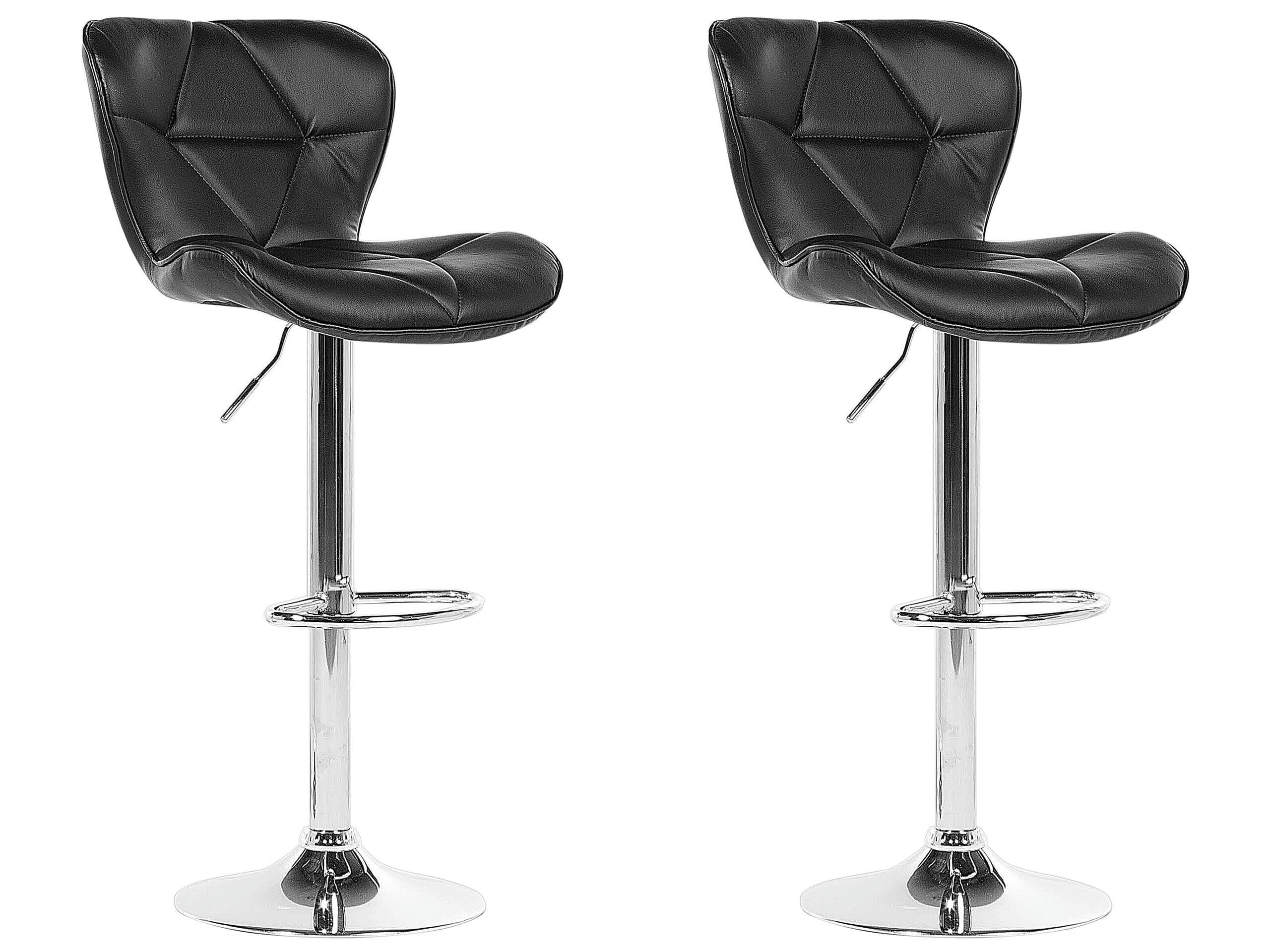 VALETTA - Lot de 2 chaises de bar en cuir PU noir