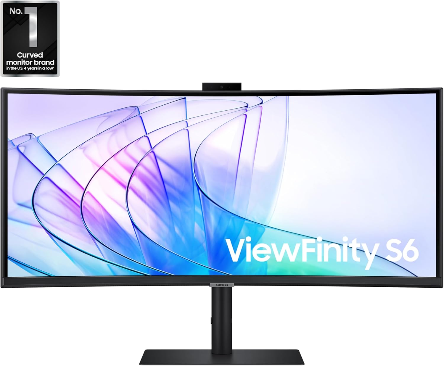 Samsung 34-Inch ViewFinity S65VC Series Ultra-WQHD Curved Computer Monitor  100Hz  AMD FreeSync  HDR10  USB-C  Built-in Speaker  Camera  KVM Switch  Eye Care  Eco-Packaging  LS34C650VANXGO  Black