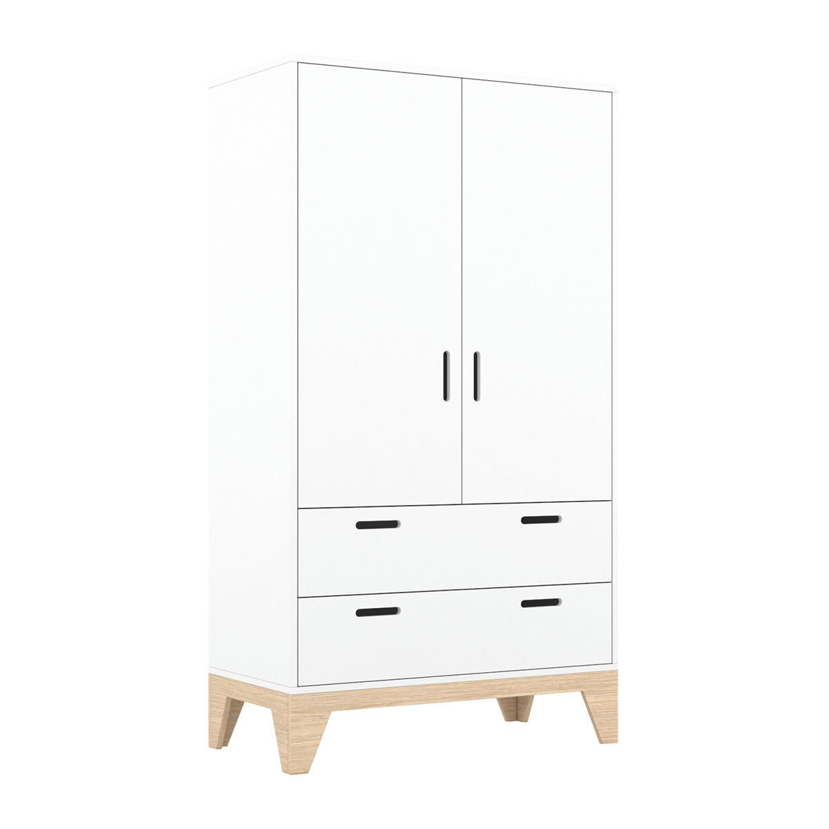 MIA - Armoire 2 portes 2 tiroirs blanc naturel