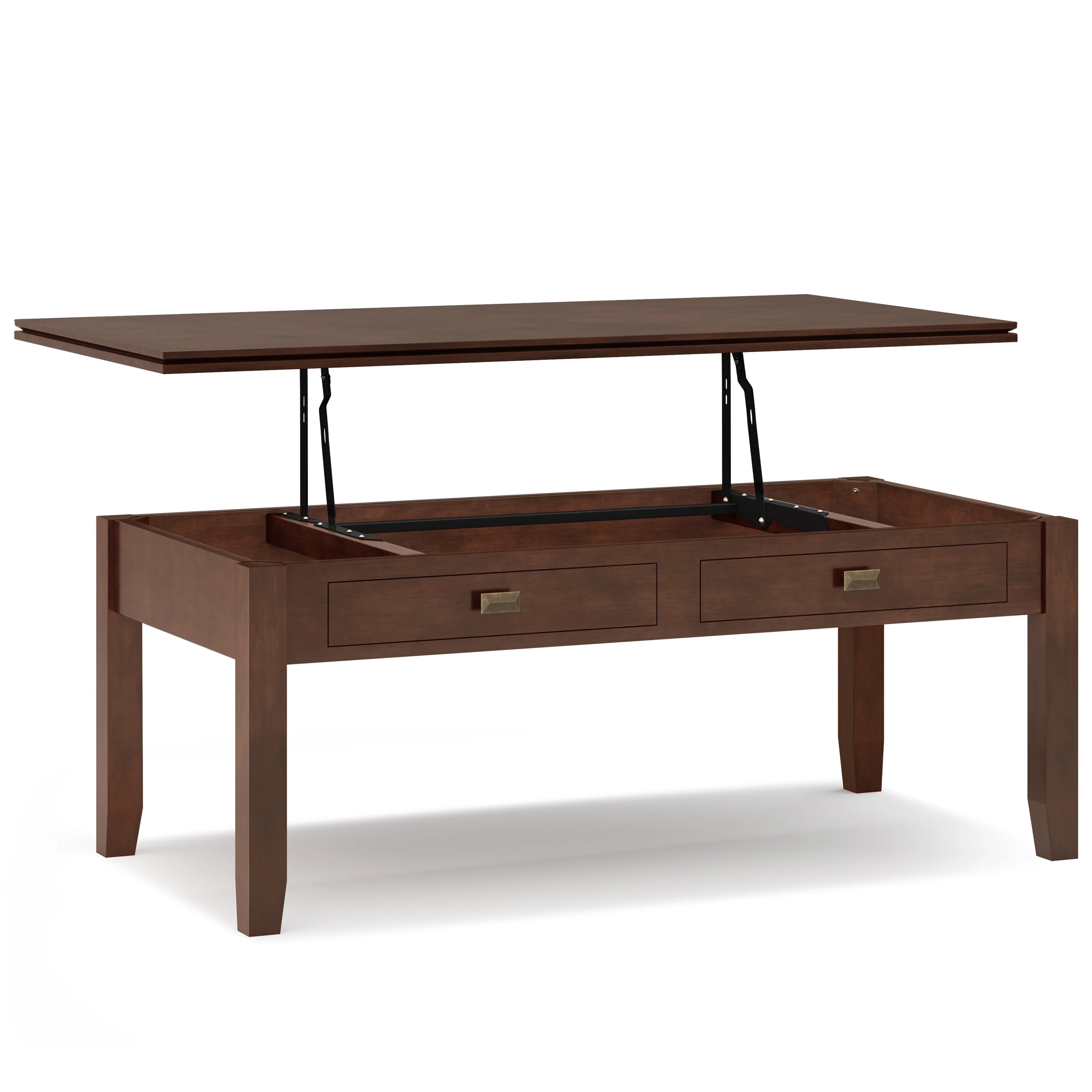 WYNDENHALL Stratford SOLID WOOD 46 inch Wide Contemporary Lift Top Coffee Table in Russet Brown - 22d x 46 w x 18h