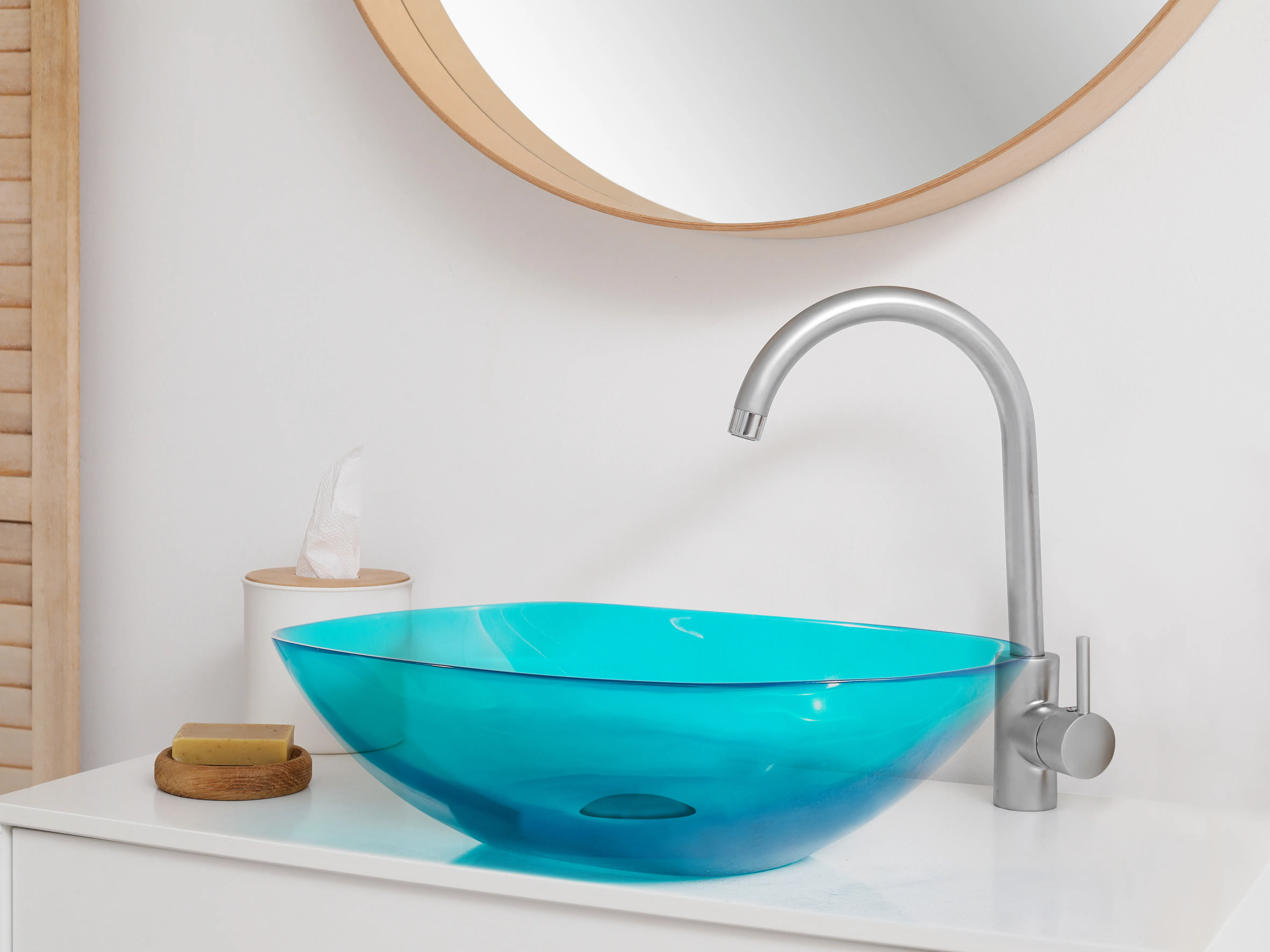 Countertop Basin MOENGO 540 x 360 mm Solid Surface Turquoise