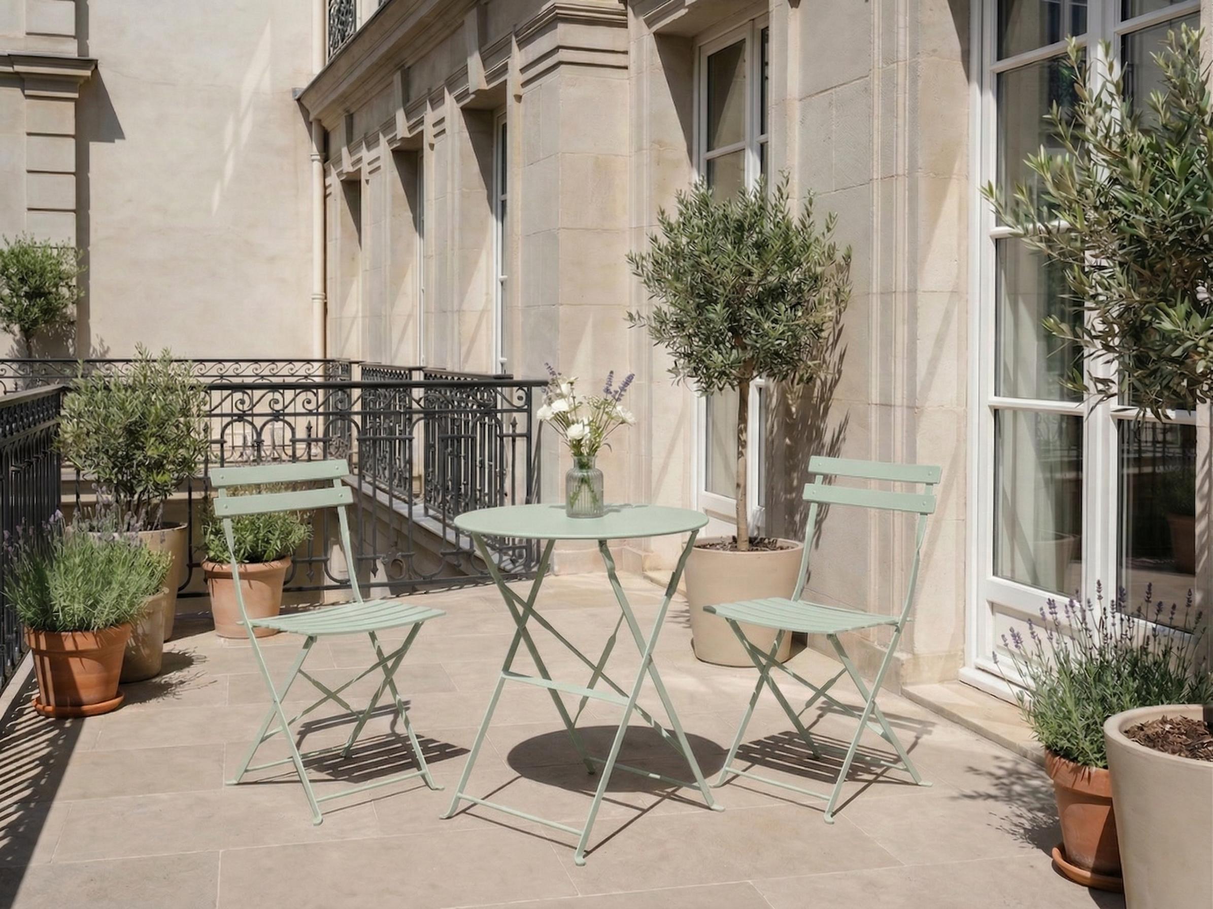 Bistro Set Folding FIORI Metal Grey