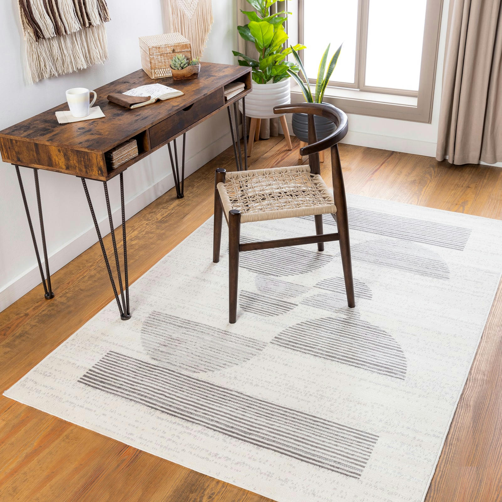 HYEON - Tapis Scandinave Hygge Blanc Cassé/Gris 200x275