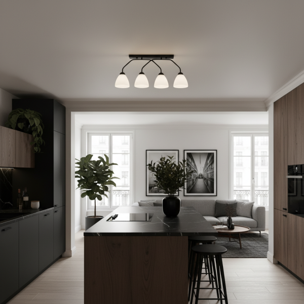 Lampa sufitowa sufitowa czarna nad stół loft EDYLIT 4xE27 ZETA 15-497