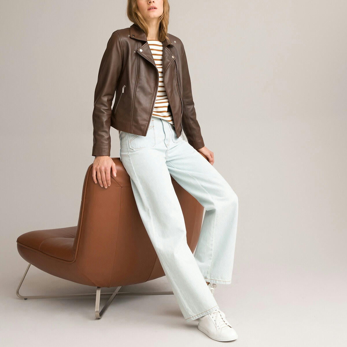 Blouson biker en cuir