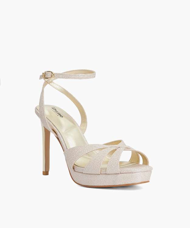 Mayva Gold - Glittered Canvas Heeled Sandals