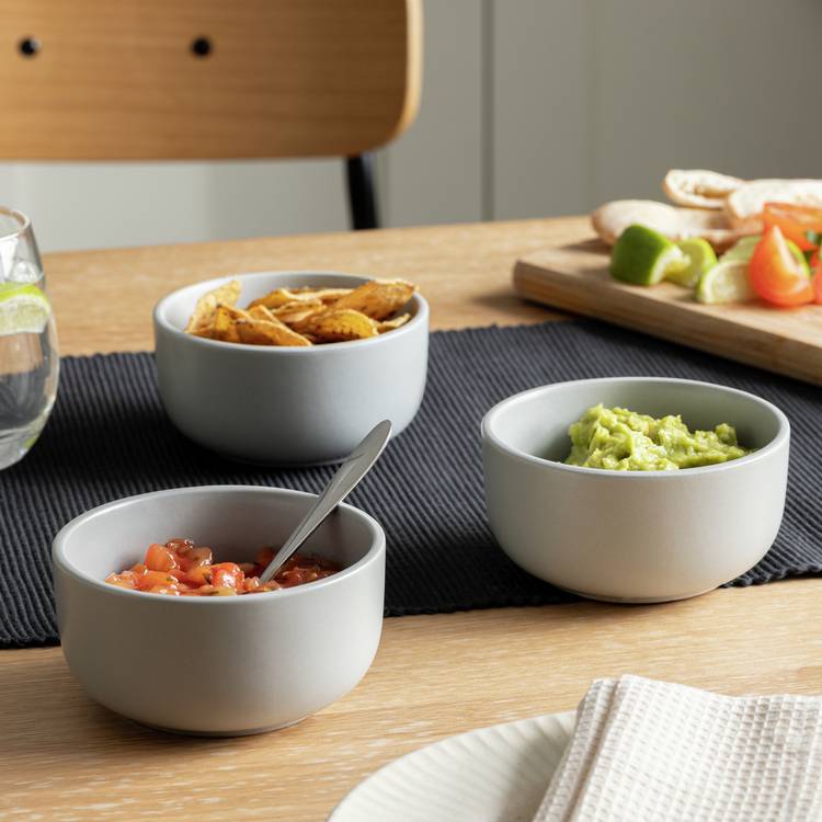 Habitat Matte Glaze 3 Piece Stoneware Nibble Bowls - Grey