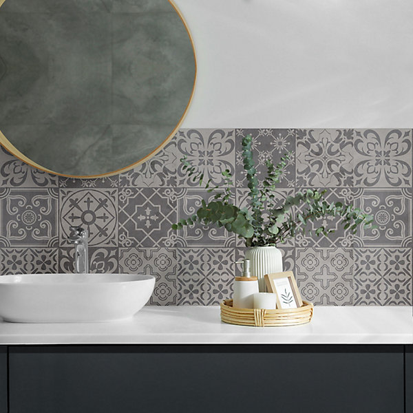 Panneau Mural PVC Wallfluent 50x50 cm Motifs De Carreaux 3x3 4 pièces