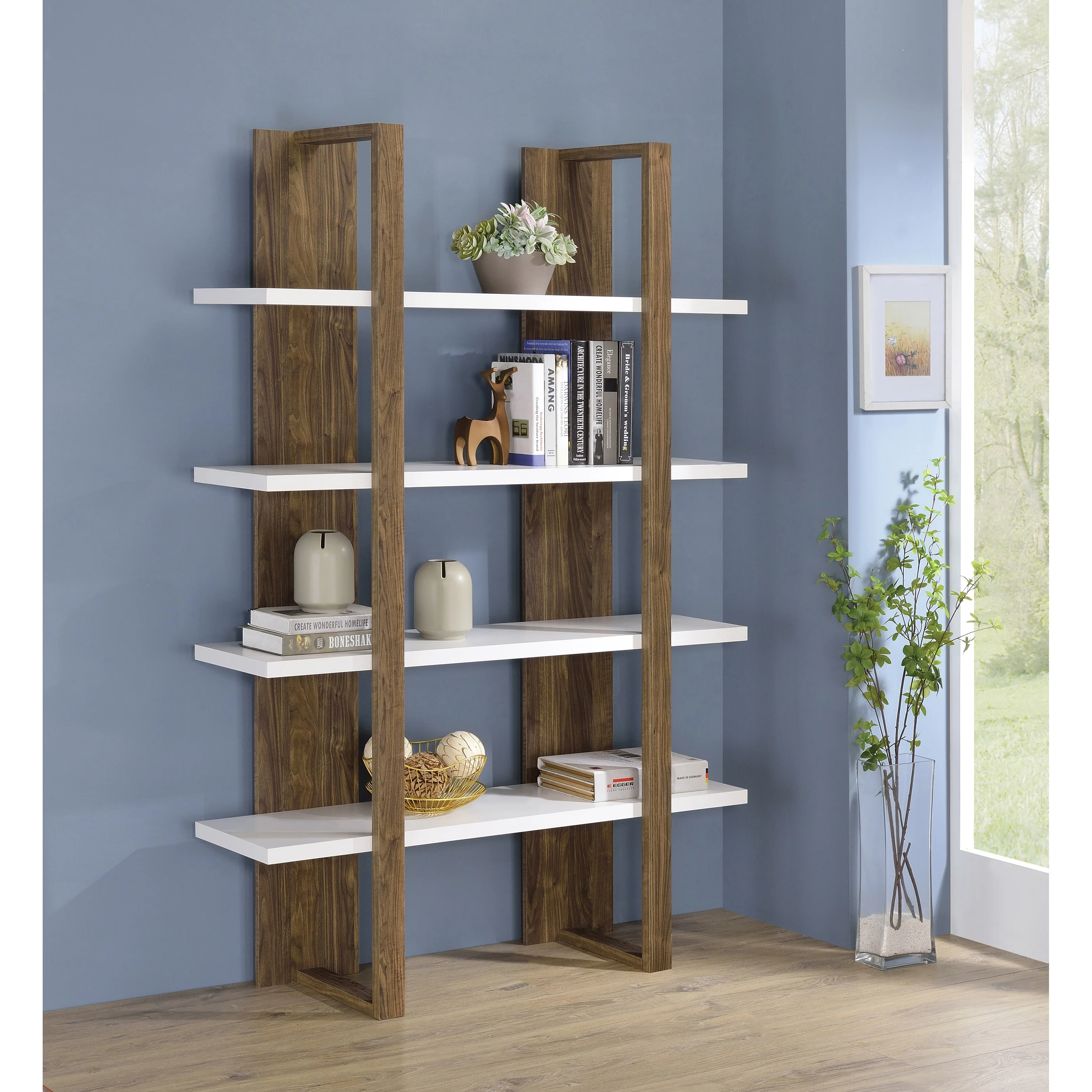 Mystrene 4-shelf Two-tone Bookcase