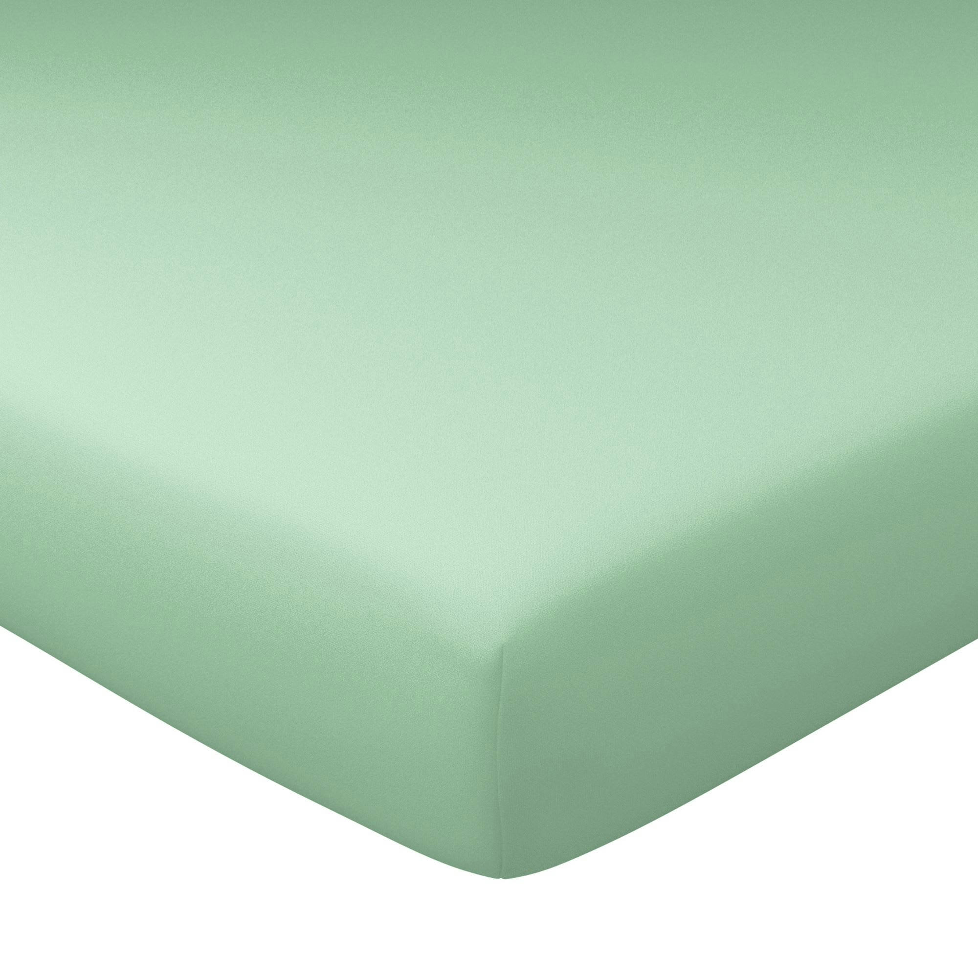GRANDS BONNETS - Drap-housse grand bonnet 90x190x30 vert jade en coton