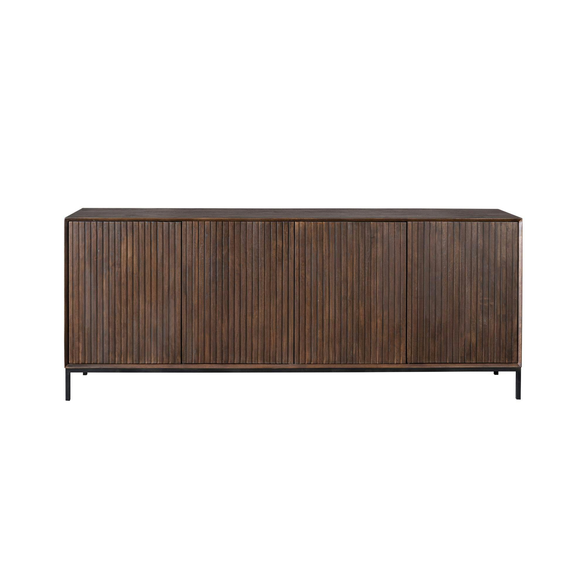 Buffet vintage bois brun 4 portes rainurées CORTINA