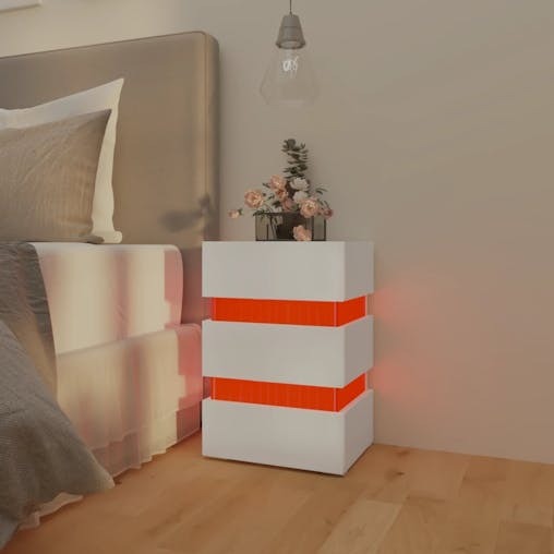 NNEVL LED Bedside Cabinet White 45x35x67 cm Chipboard