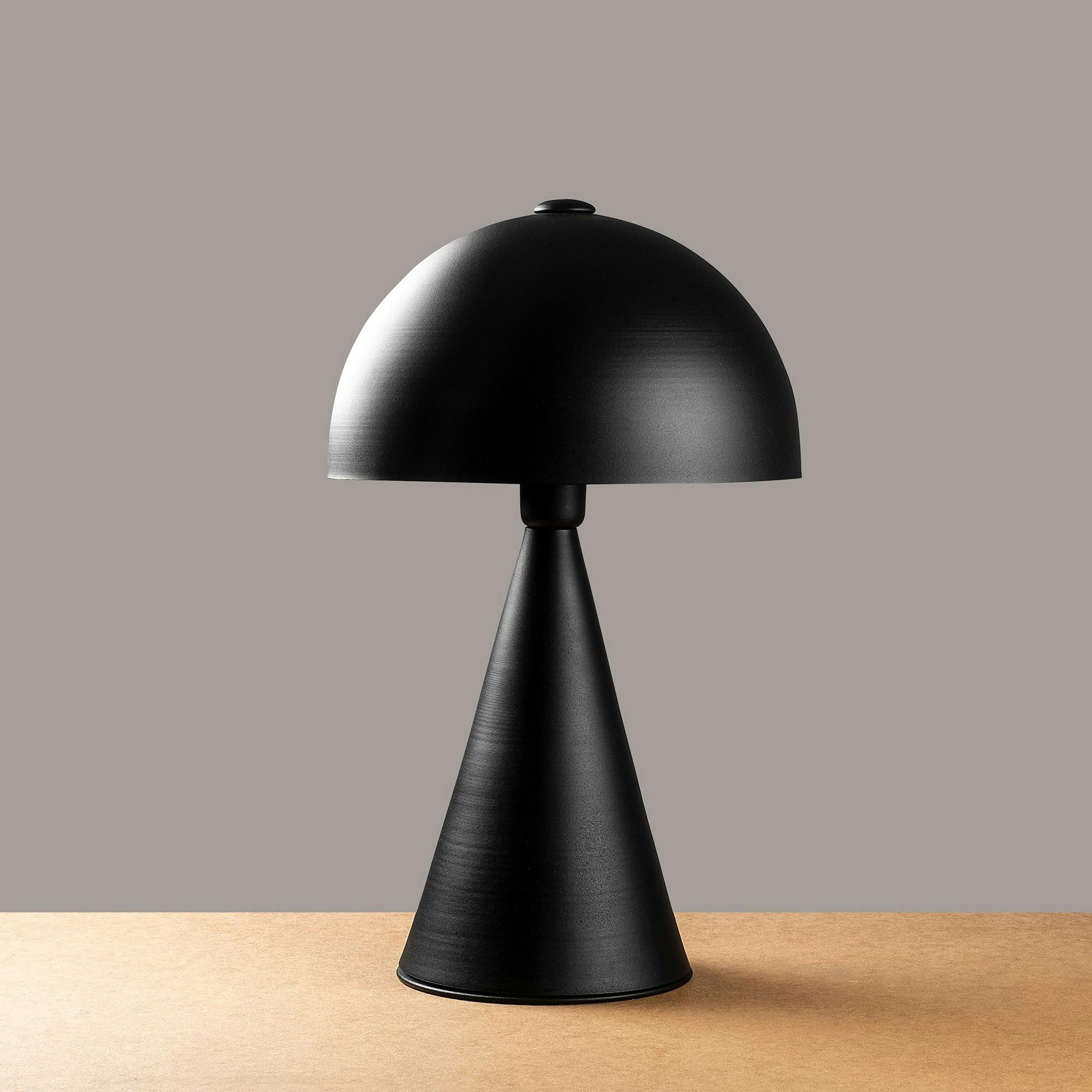 Lampe de table design noire, abat-jour rond vintage SILE