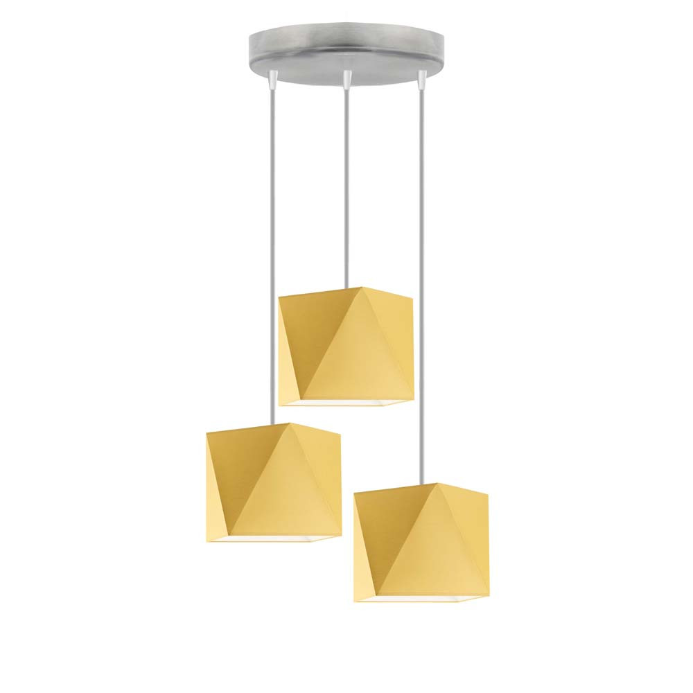 Lampa wisząca MAJORKA do jadalni regulowana Srebrny/ Musztardowy