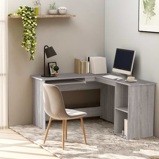 NNEVL Corner Desk Grey Sonoma 120x140x75 cm Engineered Wood