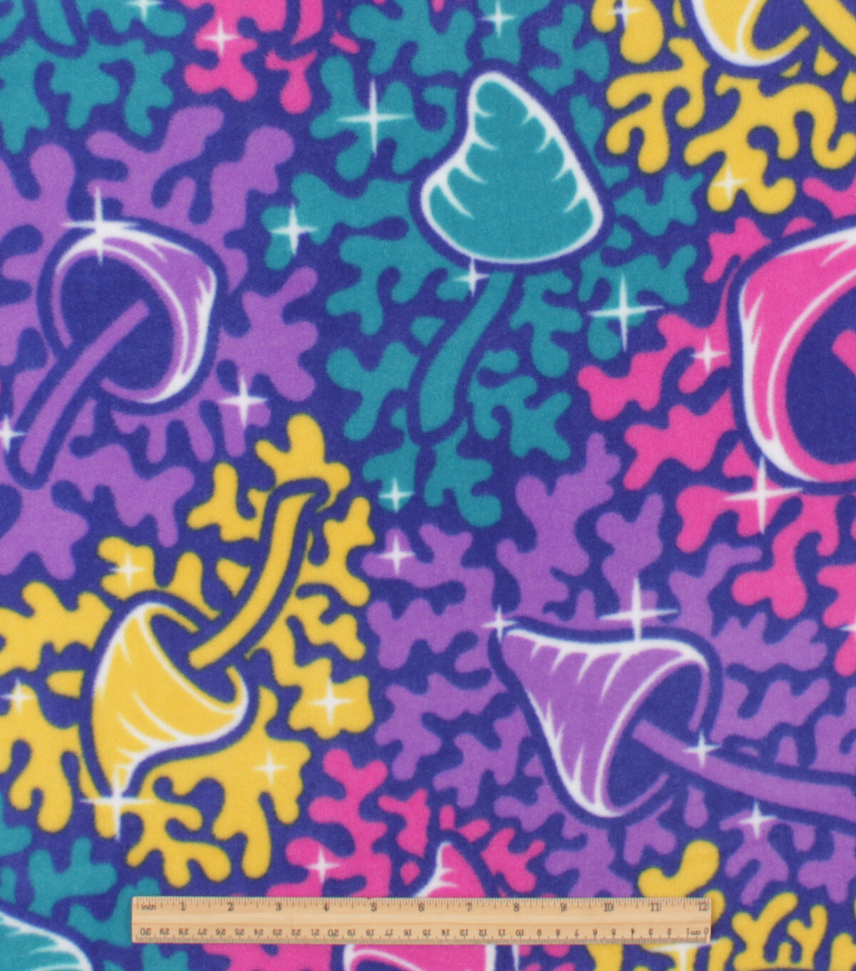 Purple Cool Mushrooms Anti Pill Plush Fleece Fabric